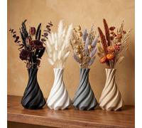 1 pièce Vase en plastique moderne incurvé avec roseau artificiel, décoration d'intérieur minimaliste, design à torsion gris, convient pour mariage, salon, bureau, cadeau de pendaison de crémaillère 5 