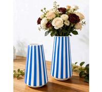 1 pièce Vase minimaliste moderne peint à la main bleu & blanc, design créatif, décoration de maison de style bohème, vase décoratif d'intérieur M,SABS