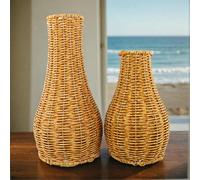 1 pièce Vase tressé vintage, panier à fleurs en rotin tressé fait main, convient pour bibliothèque, salle de bain, chambre à coucher, étagères, salon, style campagnard, bureau, décoration de table, ca