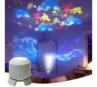 1 pièce Veilleuse de projection océan étoilé à LED rotative à 360°, lampe de projection dynamique, lumière d'ambiance réglable rechargeable/alimentée par USB, convient pour la chambre de bébé, le salo