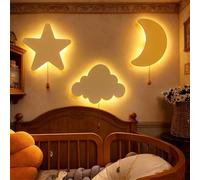 1 pièce Veilleuse LED en forme de lune et de nuage, lampe alimentée par batterie, convient pour la décoration de la chambre d'enfant, applique murale, lampe de chevet pour la nurserie, cadeau pour béb
