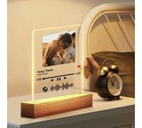 1 pièce Veilleuse LED personnalisée, Plaque musicale LED personnalisée avec photo et base en bois, Lumière LED personnalisée, Plaque acrylique de chanson personnalisée, Lumière de chanson photo person
