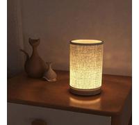 1 pièce Veilleuse vintage en tissu avec base en bois, lampe de table créative et romantique à lumière chaude pour la décoration de la pièce Polychlorures de vinyle