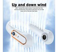 1 pièce Ventilateur de cou rechargeable et réglable, ventilateur portable, ventilateur de refroidissement avec affichage numérique LED, capacité de batterie de 1200 mAh, 5 niveaux de vitesse du vent,
