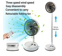 1 pièce + Ventilateur électrique portable rechargeable USB Type-C + 5400/7200 mAh/8 pouces + 5V2A + Rotation gauche/droite à 90 degrés + Rétractable, pliable, minuterie, oscillation automatique + Télé