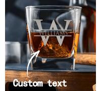 1 pièce Verre à whisky carré personnalisé, texte personnalisable, cadeau pour les amateurs de whisky, verre à bourbon classique, cadeau pour garçon d'honneur, cadeau pour témoin, tasse à liqueur de ma