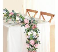 1 pièce Vigne de rose artificielle rose, 180 cm, guirlande florale suspendue de printemps, couronne de plante d'eucalyptus vert, décoration de papillon, convient pour le décor de mariage, l'arche, le 