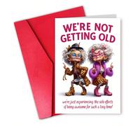 1 pièce "We're Not Getting Older, Just Upgraded!" Carte d'anniversaire amusante pour femmes - Design de grand-mère de bande dessinée chic Carte humoristique pour maman, grand-mère et meilleure amie -
