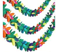 1 pièce x 3m, décorations de fête tropicale hawaïenne Luau, bar Tiki d'été, fournitures de plage tropicale, guirlande de fleurs en papier de couleur multicolore, bannière de guirlande de fleurs multic