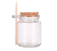1 Pièces 250ML Bocaux de Rangement en Verre Transparent Epais avec Bouchon en Liège et Cuillère en Bois Récipient de Stockage des Aliments pour Cuisine Sel de Bain Bonbons Confiture Assaisonnement