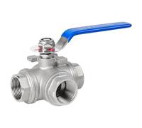 1 pièces 304 acier inoxydable BSP femelle fileté 3 voies robinet à tournant sphérique Type T/L for eau huile gaz 1/4 "2(Dn50,L-type)