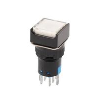 1 pièces AB6 avec lumière 5/8 broches bouton poussoir interrupteur carré et rond autobloquant auto-réinitialisation commutateurs de démarrage 3A/250V(Square White,8PIN)