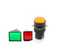 1 pièces AB6 avec lumière 5/8 broches bouton poussoir interrupteur carré et rond autobloquant auto-réinitialisation commutateurs de démarrage 3A/250V(Square Red,5PIN)