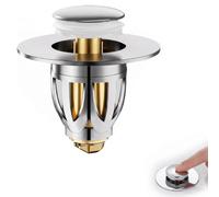 [1 Pièces] Bonde de Lavabo Salle de Bain Universelle, Bouchon Lavabo Pop-Up avec Noyau en Cuivre Galvanisé pour Trou de 32-42mm, Bouchon Evier Salle de Bain Anti-Obstruction et Durable
