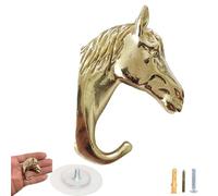 1 Pièces Patere Murale Crochet Mural En Forme De Tête De Cheval En Laiton Robuste Patère En Cuivre Pur Doré Brillant Pour Mur Pour Armoire Derrière La Porte Salle De Bain Chambre À Coucher(L 58 mm)