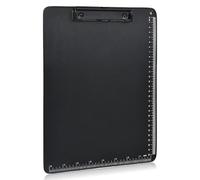 1 Pièces Porte-Bloc en Aluminium A4,Planches à Pince avec des Clips Métallique Caoutchoutée,Clip Planches avec Règle Graduée,Bloc à pince pour École Bureau (Noir, A4)