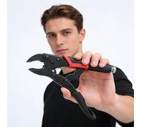 1 pince de verrouillage robuste de 17,8 cm, outil de serrage à nez rond industriel, finition électrophorèse noire antirouille, poignées d'étau antidérapantes en caoutchouc