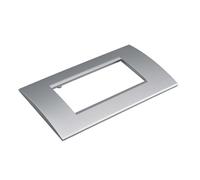 1 plaque en plastique carrée, 4 modules placés par boîte 504, compatible avec Bticino Living Light, couleur gris/argent, série MBL