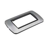 1 plaque en plastique ovale, 4 modules placés par boîte 504, compatible avec Bticino Living Light, couleur gris/argent, série MBL