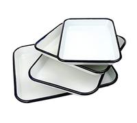 1 plateau vintage fabriqué à la main en émail blanc pour la maison, le four, plaque de cuisson carrée rétro (30 x 40 x 3 cm)
