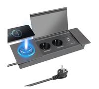 1 Prise encastrable, 2 prises électriques, 2 ports USB, boîtier métal, mécanisme escamotable, pour bureau, cuisine .
