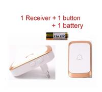 1 receiver 1 button Prise de l'UE Sonnette sans fil avec récepteur enfichable, bouton émetteur étanche, sonnette d'appel sans fil, prise UE, AC 110-240V, maison, bureau, hôtel