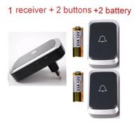 1 receiver 2 buttons Prise de l¿UE Sonnette lumineuse étanche sans fil, sonnette d'appel domestique, télécommande, 60, tendance es, 5 volumes, prise UE, AC 100-240V