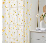 1 Rideau Semi-transparent Brodé Avec Poche, Drapé De Fenêtre En Faux Lin À Motif De Feuilles Florales Pour Chambre À Coucher Et Salon, Rideau À La Mode Pour Améliorer L'intimité Et La Circulation De L