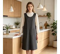1 robe tablier de style japonais en coton et lin imperméable sans manches avec poches, tablier croisé dans le dos réglable pour cuisine, jardinage et maison (gris foncé)