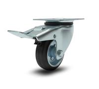 1 roue pivotante 100 mm avec frein Roulettes silencieuses pivotantes en caoutchouc pour chariot charges lourdes meubles, appareils électroménagers, établis de travail