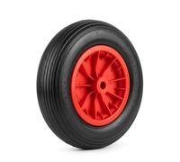 1 Roue pour brouette 3,50-8, Pneu en Caoutchouc Plein avec Jante en Plastique, polyuréthane, Anti-crevaison, Charge jusqu'à 100 kg, Noir et Rouge PU