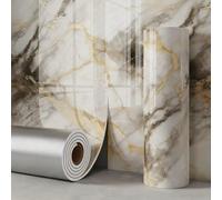 1 rouleau 15,7" X 118,11" Papier peint vinyle à motif marbre blanc et or, autocollant amovible à décoller et coller, décoration murale auto-adhésive, convient pour crédence de cuisine, salle de bain e