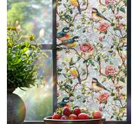 1 rouleau/45cm*100cm Film décoratif pour fenêtre, motif croissant de lune et branche d'oiseau, style rétro, décoration maison DIY, sans colle, statique, semi-transparent, isolation thermique, convient