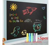 1 rouleau - Autocollant mural tableau blanc souple auto-adhésif, livré avec 5 bâtons de craie - 17,7 pouces de large, matériau PVC, convient pour la salle de classe, le tableau de message à la maison,