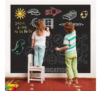 1 rouleau d'autocollant mural ardoise amovible, effaçable et résistant aux déchirures pour enfants, convenant au bureau, à l'école et à la maison. Ce décalque mural d'ardoise verte peut être utilisé c