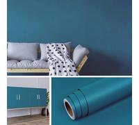 1 rouleau de 10 m de papier peint autoadhésif bleu-vert, papier contact de couleur unie avec texture, papier peint amovible mat, sticker mural décoratif, matériau en rouleau de vinyle, 15,7 po * 393,7