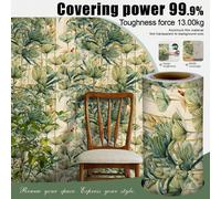 1 rouleau de 1m/3m/5m Papier peint vintage à motif de feuilles vertes, de plantes tropicales et d'oiseaux. Convient pour la rénovation de la maison, la décoration de la pièce, le réaménagement des arm