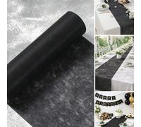 1 rouleau de 25m de tissu non tissé noir, chemin de table DIY, nappe de couleur unie pour décoration de banquet, nappe de fête, décoration de table de mariage, convient pour mariage, douche nuptiale, 