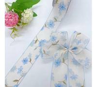 1 rouleau de 3,8 cm de large Ruban d'organza à imprimé floral, 10 yards/rouleau, emballage cadeau Taille UniquePolyester
