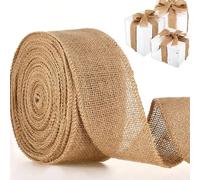 1 rouleau de 5m/196in de ruban de toile de jute, 0,6cm/0,25in de ruban de toile de jute DIY pour mariage, emballage cadeau, décoration de couronne d'automne, décoration de fête, décoration de maison, 