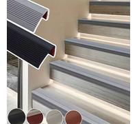 1 rouleau de bande antidérapante adhésive pour marches d'escalier, protecteur de bord de marche en PVC de 39,37 pouces pour marches intérieures et extérieures, bande d'escalier - protecteur de bord d'