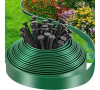1 rouleau de bordure de pelouse et de pierre noire robuste, bordure de jardin flexible avec chevilles de fixation, convient pour les plates-bandes et les cercles d'arbres, matériau en plastique durabl