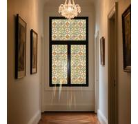 1 rouleau de film de confidentialité pour fenêtre en verre coloré, autocollant en verre de style bohème arc-en-ciel 3D, adoucit la lumière, bloc UV, convient pour la maison, la salle de bain, la porte