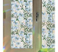 1 rouleau de film de fenêtre opaque arc-en-ciel, film de verre 3D à motif de marguerite colorée sans adhésif pour le contrôle de la chaleur à la maison, réutilisable, 50 cm de large 40*500cm,100*44.5c