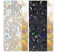 1 rouleau de film occultant à motif floral pour fenêtre, film occultant pour la vie privée de jour comme de nuit, film occultant bloquant les UV et la lumière, film occultant statique pour fenêtre en 
