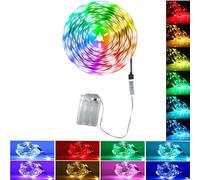 1 Rouleau de lumière à bande LED alimenté par batterie 1m/3,3ft~15m/49,2ft (sans batterie), lumière LED flexible alimentée par batterie changeant de couleur RVB, contrôleur à 3 boutons pour chambre à 