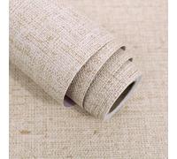 1 rouleau de papier peint adhésif à texture de toile de chanvre beige, papier peint adhésif en lin rétro artificiel, papier peint amovible autoadhésif, papier peint vinyle à décoller et coller, décora