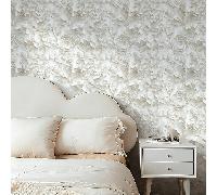 1 rouleau de papier peint adhésif blanc élégant à motif floral 2D, en matériau vinyle, à coller et décoller, papier peint floral minimaliste, sticker mural décoratif, beau papier peint, décoration mur