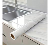 1 rouleau de papier peint amovible et auto-adhésif, texture de marbre blanc, imperméable, résistant à l'huile et aux rayures, durable, facile à appliquer pour le plan de travail de la cuisine, les arm