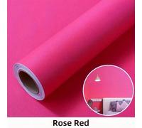 1 rouleau de papier peint autoadhésif rose rouge unicolore, taille : 40 cm x 5 m/3 m/1 m, surface mate et givrée en PVC, imperméable renforcé, facile à nettoyer, autocollant amovible, convient pour la